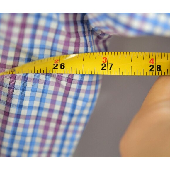 Peter Millar Shirt Mens Extra Large‎ White Blue Purple Check Button Up XL - Picture 4 of 6